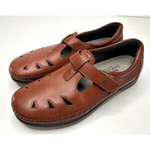SAS Roamer Women's 10.5 Brown Leather Tripad Comfort Chestnut Mary Jane Flats